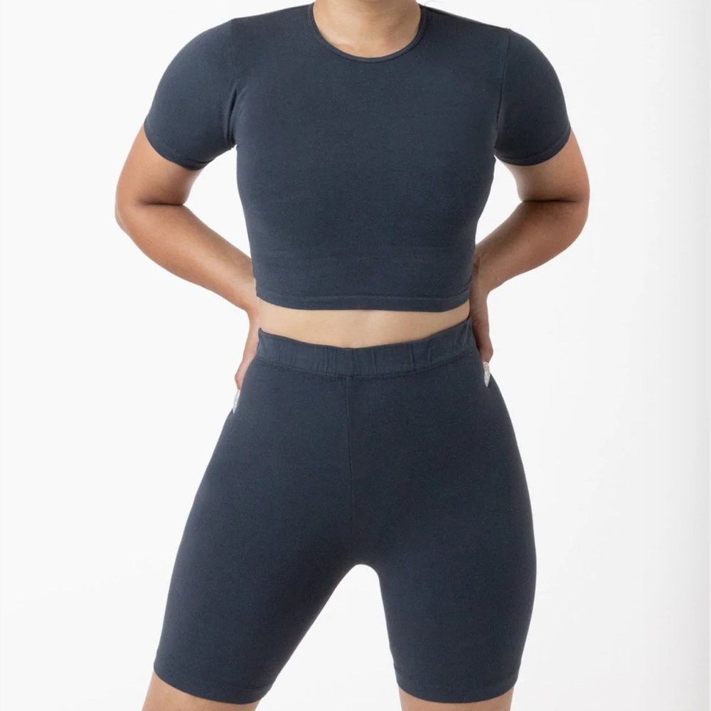 Los Angeles Apparel Garment Dye Crop Top+Bike Shorts Set